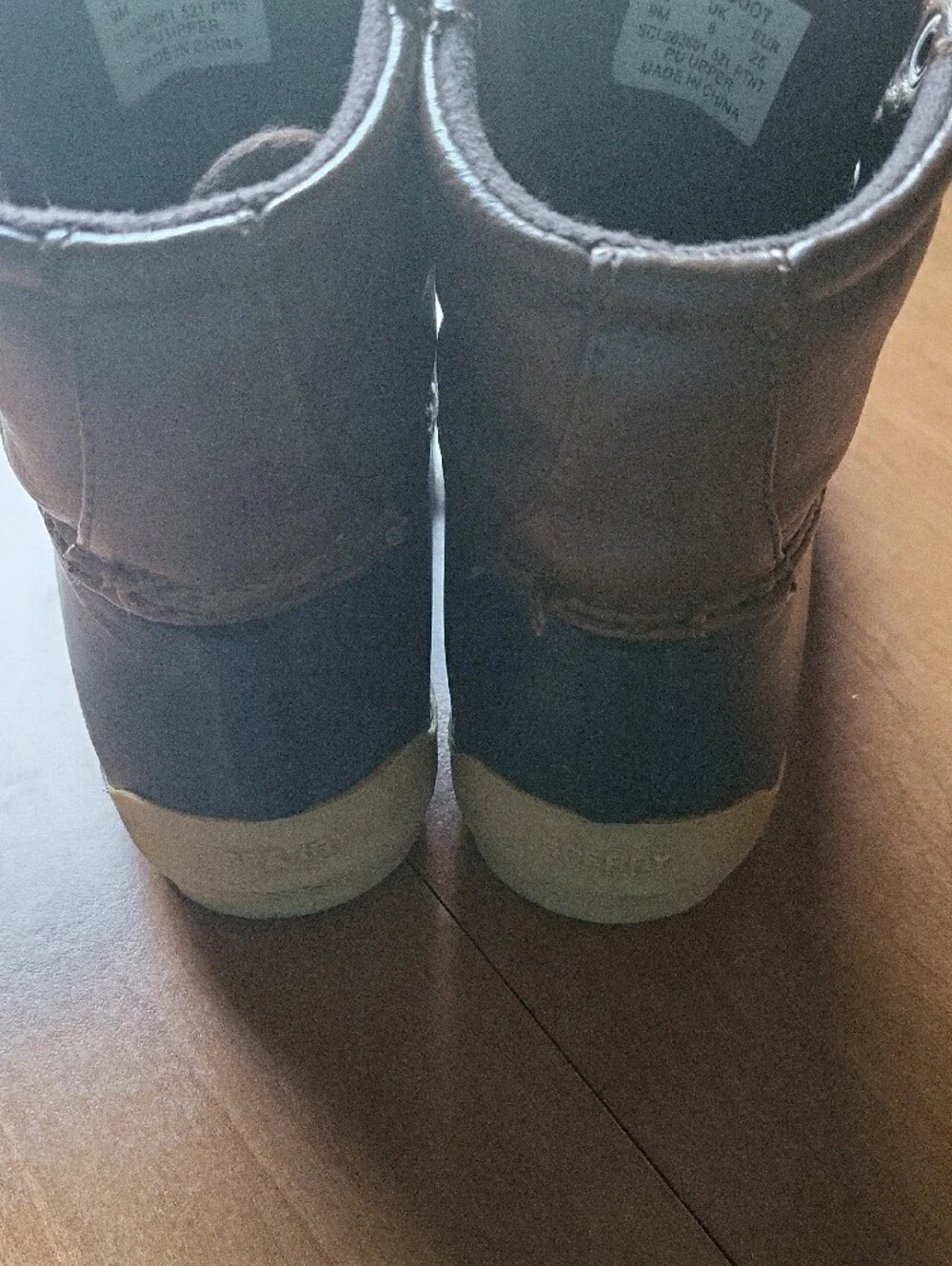Sperry Kids Two-Tone Brown Leather and Black Rubber Duck Boots